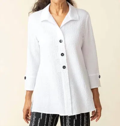 Habitat Crinkle Crepe Patch Button Tunic In White