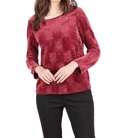 Habitat Crinkle Velvet Boatneck Top In Wine In Burgundy