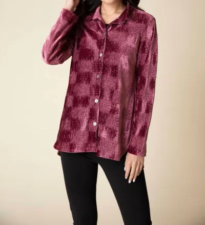 Habitat Crinkle Velvet Tunic Top In Wine In Pink