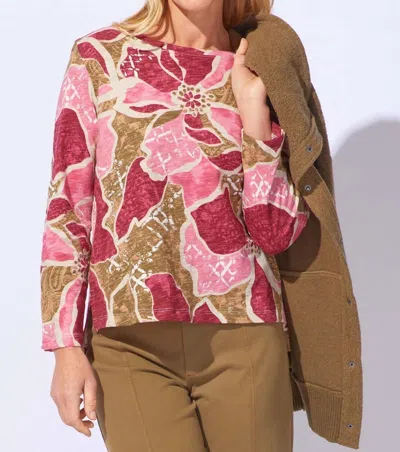 Habitat Decoupage Floral Stepped Hem Tee In Rose In Multi