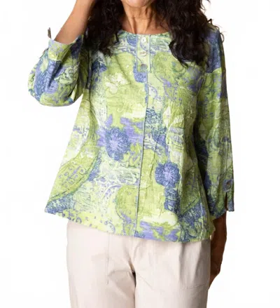 Habitat Destination Unknown Medley Pleat Back Pullover Top In Aloe In Multi