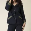 Habitat Double Face Mixed Stripes Contrast Trim Jacket In Black Multi In Multi