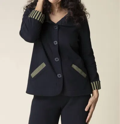 Habitat Double Face Mixed Stripes Contrast Trim Jacket In Black Multi