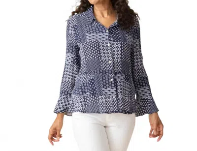 Habitat Double Flounce Patchwork Top In Indigo In Multi