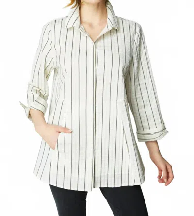 Habitat East Side Stripes Hidden Placket Shirt In Winter White