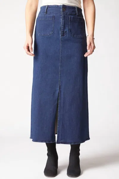 Habitat Easy Straight Jean Skirt In Dark Denim In Blue