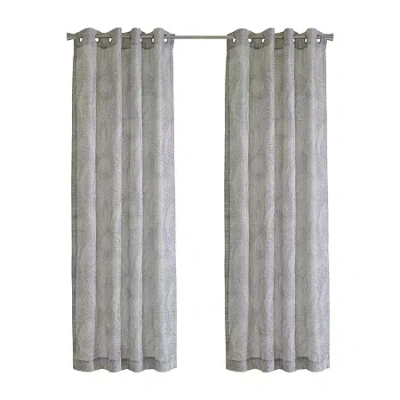 Habitat Eleanor Grommet Top Light-filtering Single Curtain Panel In Gray