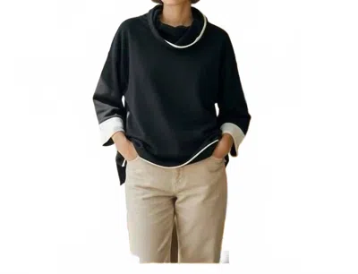 Habitat Elegant Cowl Sweater In Black And White In Multi