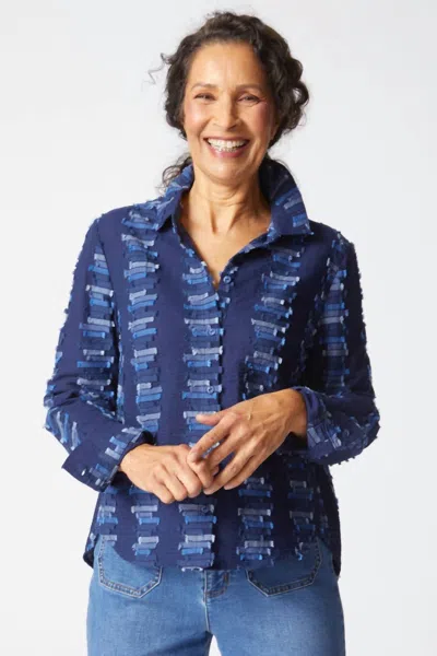 Habitat Embroidered Cotton Shaped Hem Shirt In Navy In Blue
