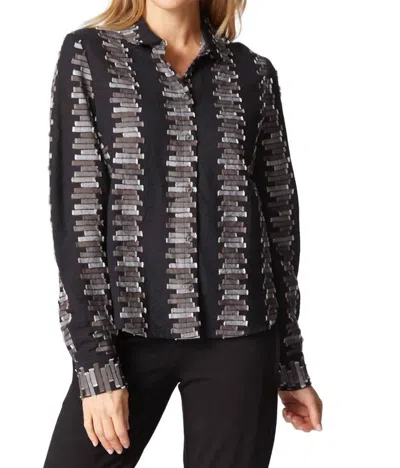 Habitat Embroidered Cotton Button Back Pullover Top In Black