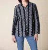 Habitat Embroidered Cotton Wrap Around Shirt In Black In Blue