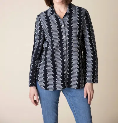 Habitat Embroidered Cotton Wrap Around Shirt In Black In Blue