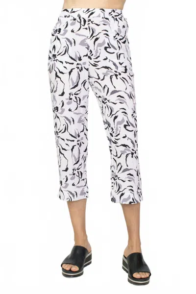 Habitat Express Travel Hand Painted Floral Capri Pants In White