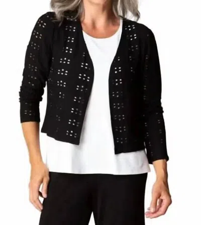 Habitat Eyelet Blooms Open Front Jacket In Black