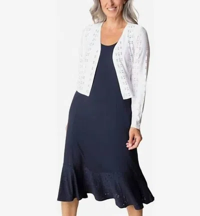 Habitat Eyelet Blooms Open Front Jacket In White