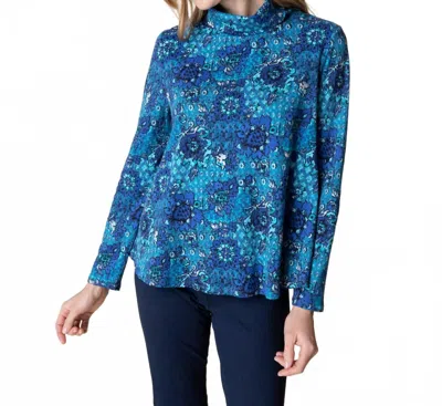 Habitat French Floral Swing Turtleneck In Sapphire In Blue