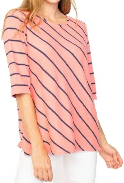 Habitat French Stripe Terry Pullover Top In Melon In Pink