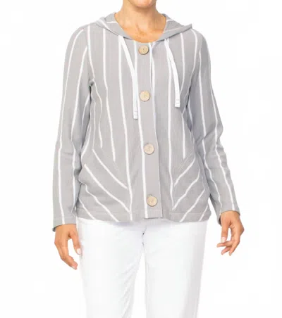 Habitat French Terry Stripe Hoodie In Gull In Gray