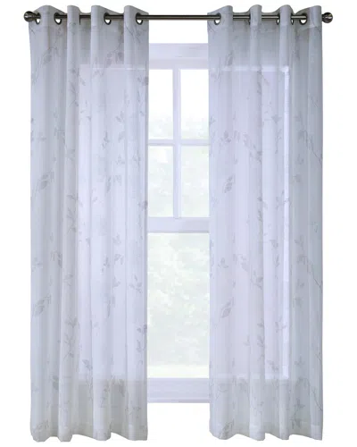 Habitat Giardino Faux Linen Printed Branches Grommet Curtain Panel In White