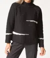 Habitat Harvest Tweed Mixed Cable Stitch Pullover In Black In Multi