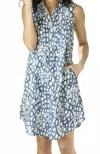 Habitat Inner Circle Pocket Dress In White In Blue