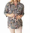 Habitat Linen Circle Hidden Placket Big Shirt In Oatmeal In Black