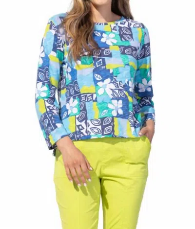 Habitat Island Hand Block Cotton Boxy Tee In Riviera