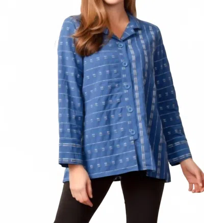 Habitat Lima Weave Button Front Tunic In Denim In Blue