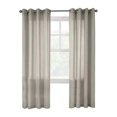 Habitat Limbourg Grommet Top Sheer Single Curtain Panel In Gray
