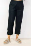 Habitat Linen Button Crop Pant In Black In Blue