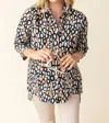 Habitat Linen Circle Hidden Placket Big Shirt In Oatmeal In Black