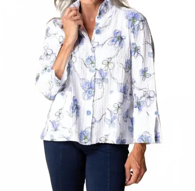 Habitat Long Sleeve Floral Jacket In Blue & White