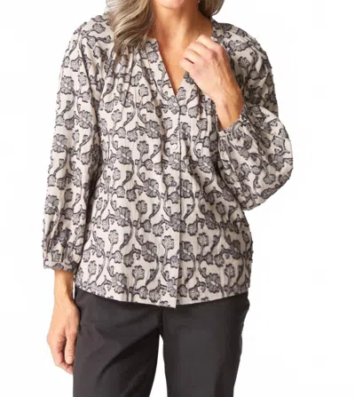 Habitat Long Sleeve Romance Shirt In Floral Jacquard In Black