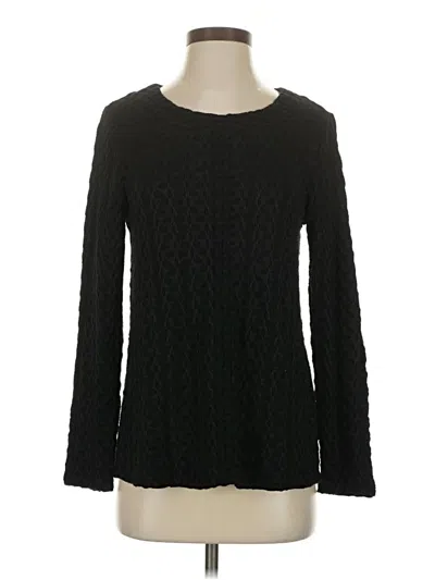 Pre-owned Habitat Long Sleeve Top Black Crew Neck Tops