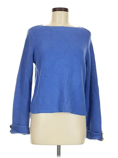 Pre-owned Habitat Long Sleeve Top Blue Boatneck Tops