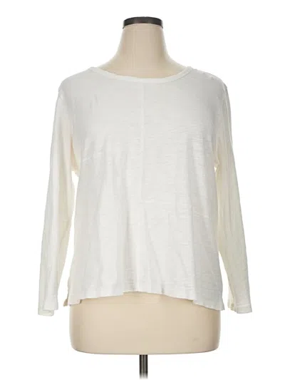 Pre-owned Habitat Long Sleeve Top Ivory Crew Neck Tops