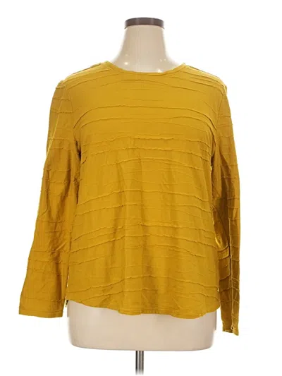 Pre-owned Habitat Long Sleeve Top Yellow Boatneck Tops