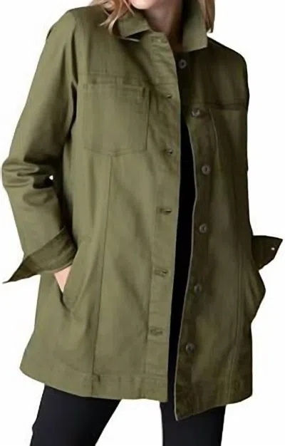 Habitat Long Stretch Denim Boyfriend Jacket In Olive In Green