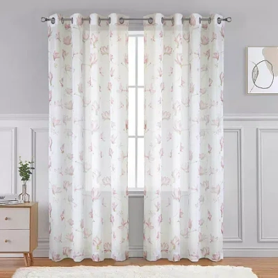Habitat Magnolia Grommet Top Light-filtering Single Curtain Panel In White