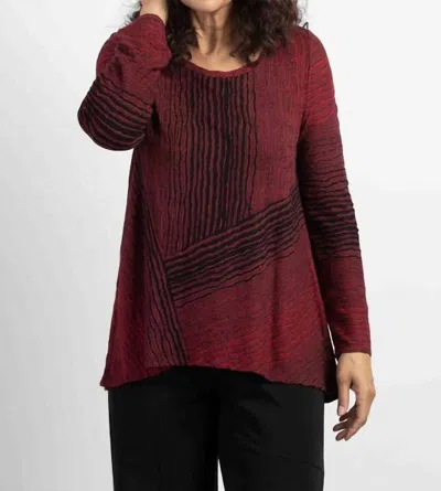 Habitat Making Waves Pieced Crew Neck Textured Tunic In Cranberry In Pink