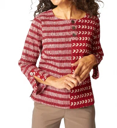 Habitat Mixed Batiks Print Button Pullover In Scarlet In Red