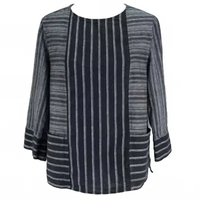 Habitat Mixed Up Stripe Linen Pullover In Black In Blue
