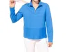 Habitat Ocean Front Terry Quarter Zip Pullover Sweater In Riviera