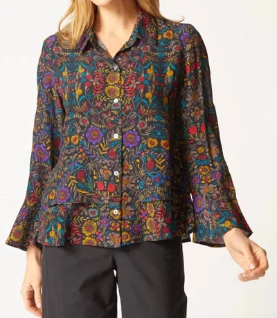 Habitat Off The Vine Double Flounce Shirt In Black Floral