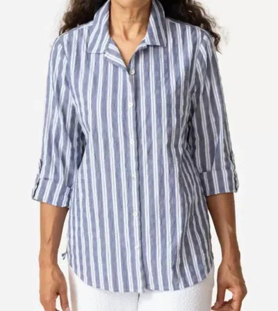Habitat Palm Ribbon Trim Tunic Top In Indigo In Blue