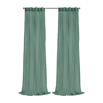 Habitat Paloma Back Tab Sheer Single Curtain Panel In Green