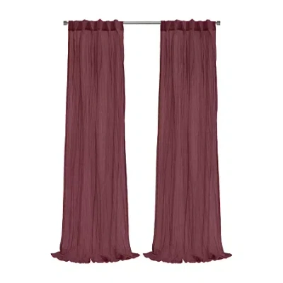 Habitat Paloma Back Tab Sheer Single Curtain Panel In Red