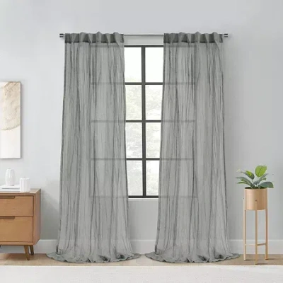 Habitat Paloma Rod Pocket Back Tab Sheer Single Curtain Panel In Gray