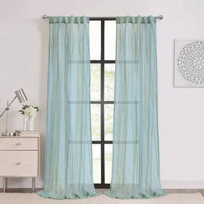 Habitat Paloma Rod Pocket Back Tab Sheer Single Curtain Panel In Green