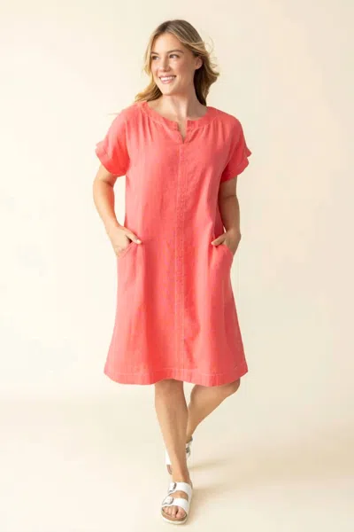 Habitat Papa Linen Solid Bethany Mini Dress In Pink In Red